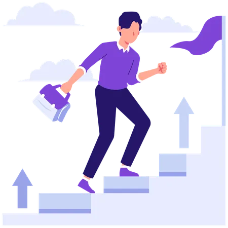 Man climbing career steps  Illustration