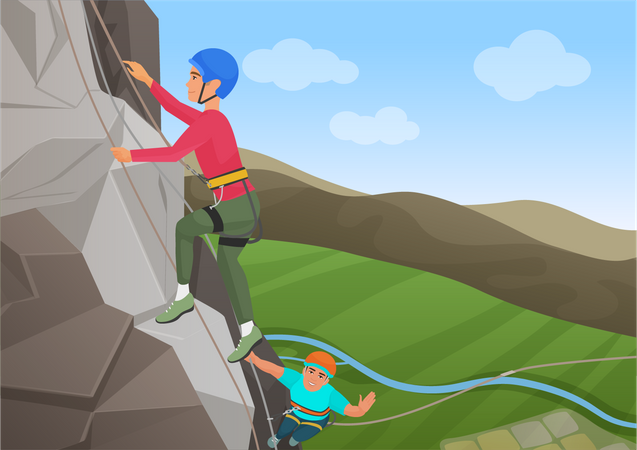 Man climbing cliff  Illustration