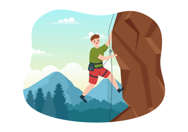 Man climbing cliff  Illustration