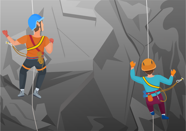 Man climbing cliff  Illustration