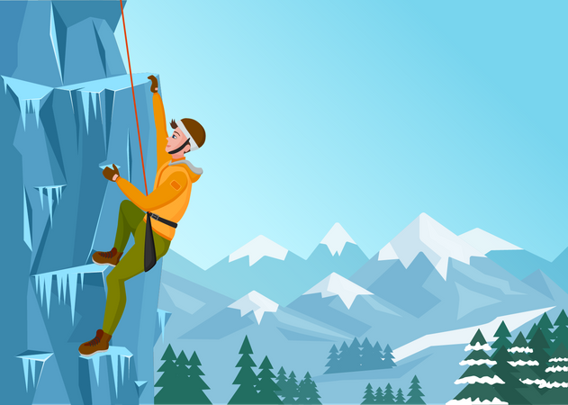 Man climbing cliff  Illustration