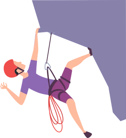 Man climbing extreme cliff Illustration