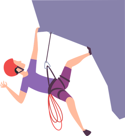 Man climbing extreme cliff  Illustration