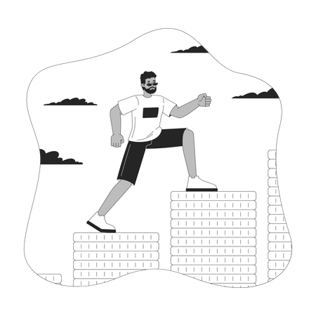 Man climbing growth graph  Illustration