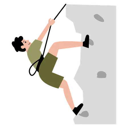 Man climbing holding rope  Illustration