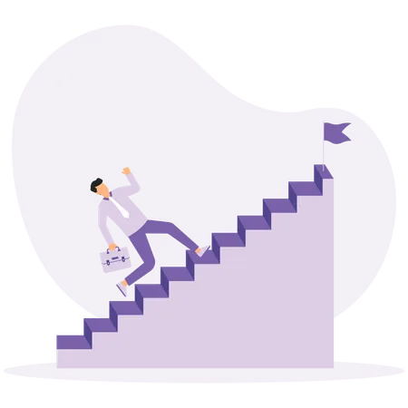 Man climbing ladder to achieve success  Illustration