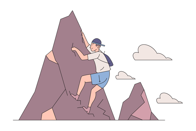 Man Climbing mountain Illustration
