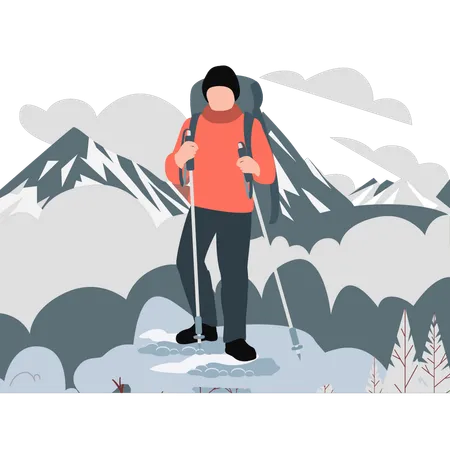 Man climbing  mountains  Illustration