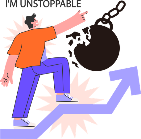 Man climbing on for growth  Illustration