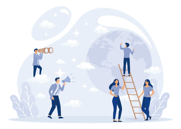 Man Climbing on Ladder  Illustration