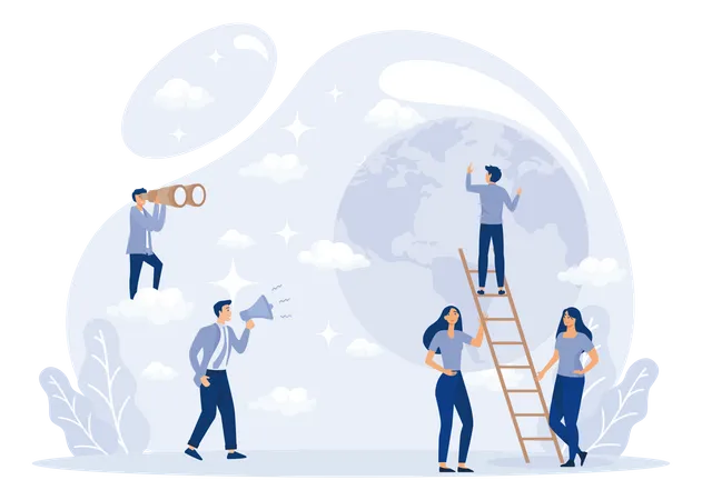 Man Climbing on Ladder  Illustration