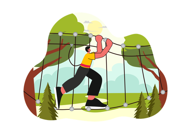 Man climbing on rope  Illustration