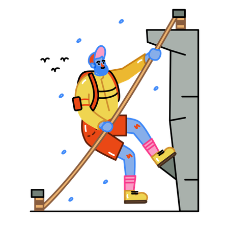 Man climbing or Hiking  Illustration