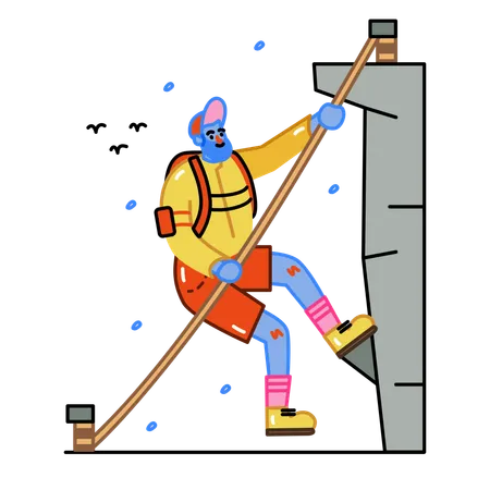 Man climbing or Hiking  Illustration