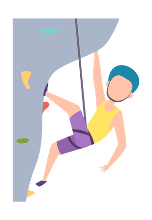 Man climbing rock Illustration