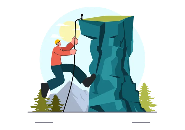 Man climbing rock  Illustration