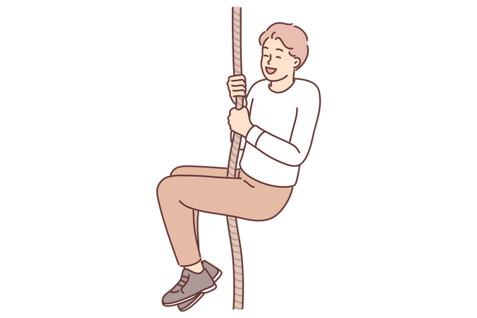 Man climbing rope  Illustration