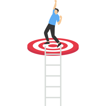 Man climbing stairway for success target  Illustration