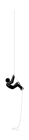 Man climbing up on a rope  イラスト