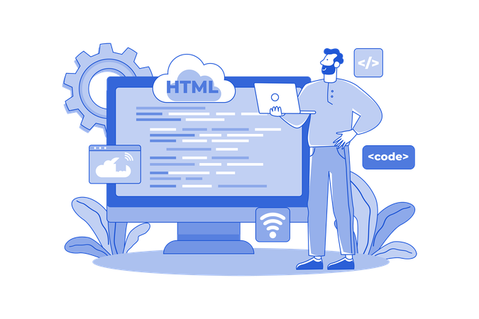 Man Coder Development Programming Computer  Illustration