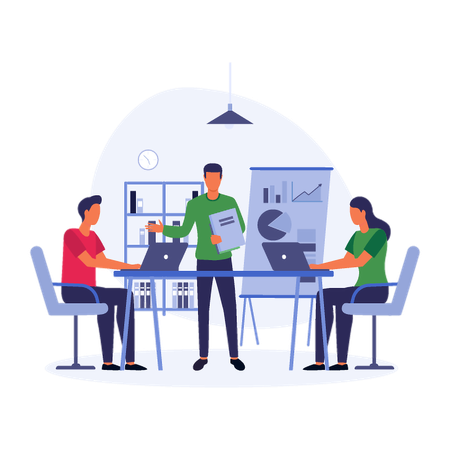 Man Collaborating on Group Project  Illustration