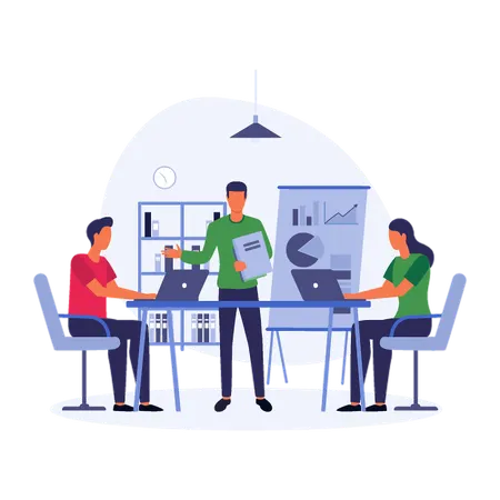 Man Collaborating on Group Project  Illustration