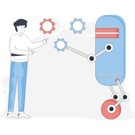 Man collaborative with robotics  Illustration