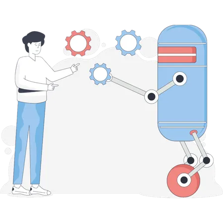 Man collaborative with robotics  Illustration