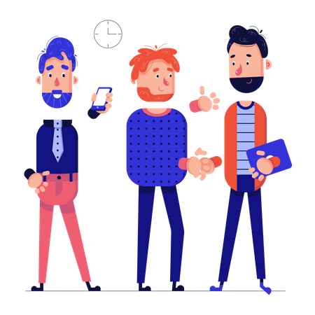 Man colleagues say hello in the office Illustration