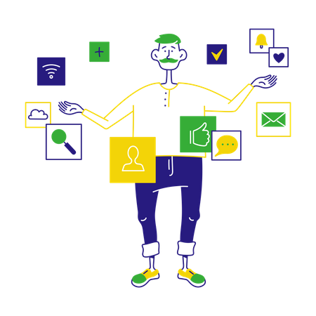 Man collected presentation data  Illustration