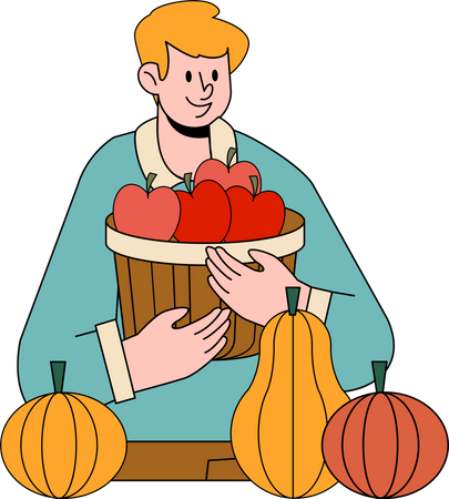 Man collecting apple  Illustration