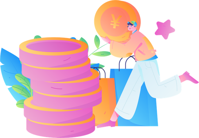 Man collecting coin  Illustration