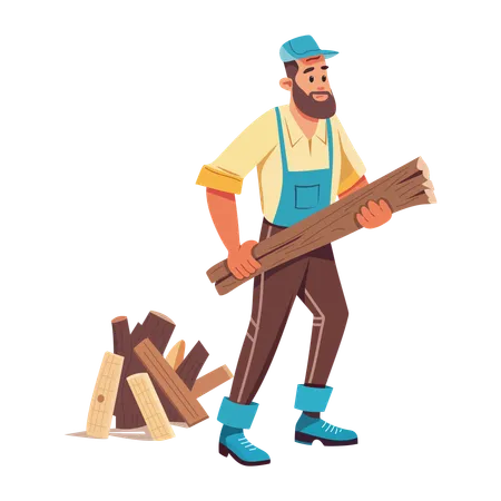 Man Collecting Firewood  Illustration