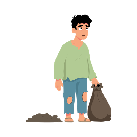 Man Collecting  Garbage  Illustration