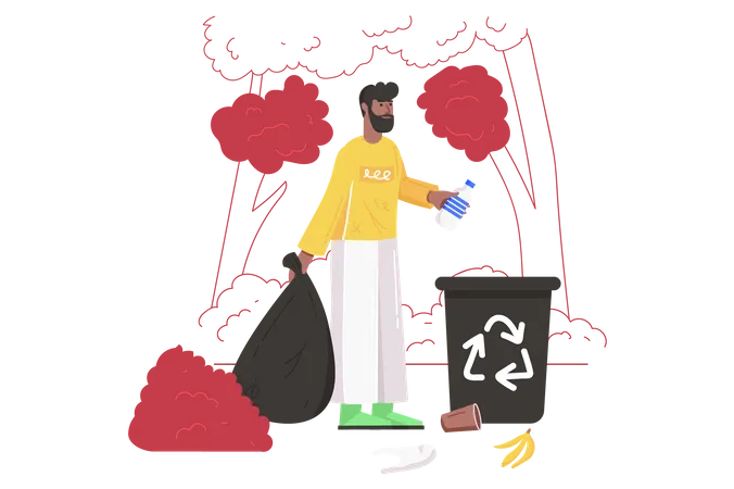 Man collecting garbage  Illustration