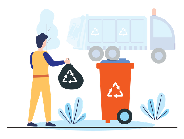 Man collecting garbage  Illustration