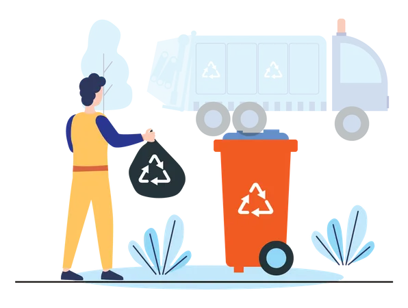 Man collecting garbage  Illustration