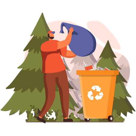 Man collecting garbage  Illustration