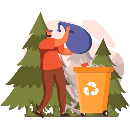 Man collecting garbage  Illustration