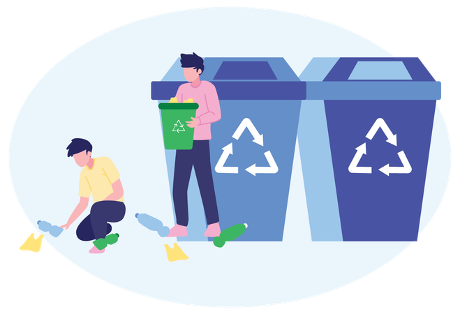 Man Collecting Garbage  Illustration