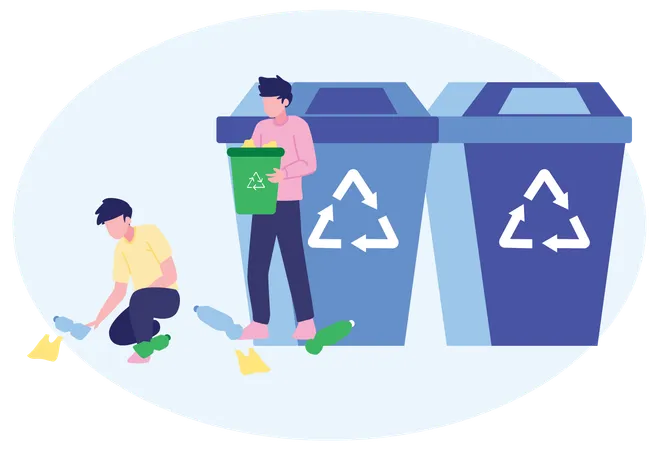 Man Collecting Garbage  Illustration