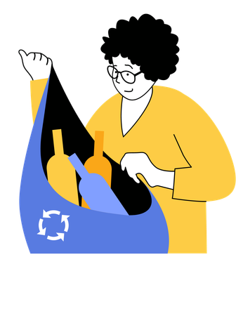 Man collecting plastic bottle for recycling process  Illustration