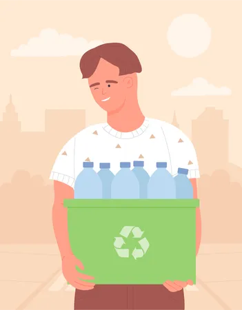 Man collecting recycle bottle  Illustration