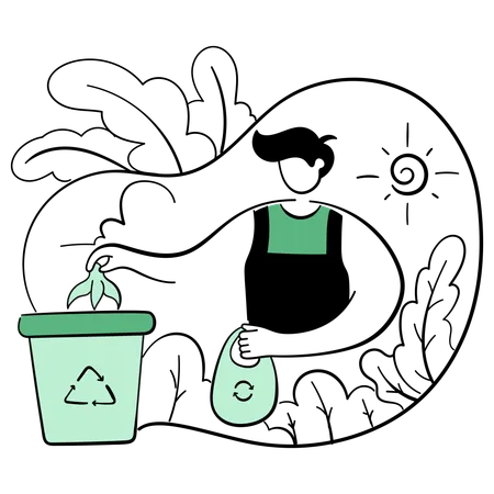 Man collecting trash  Illustration