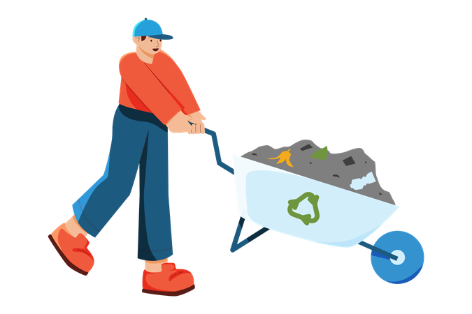 Man collecting waste for recycling  Illustration