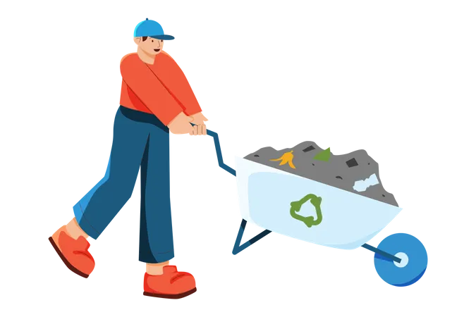 Man collecting waste for recycling  Illustration