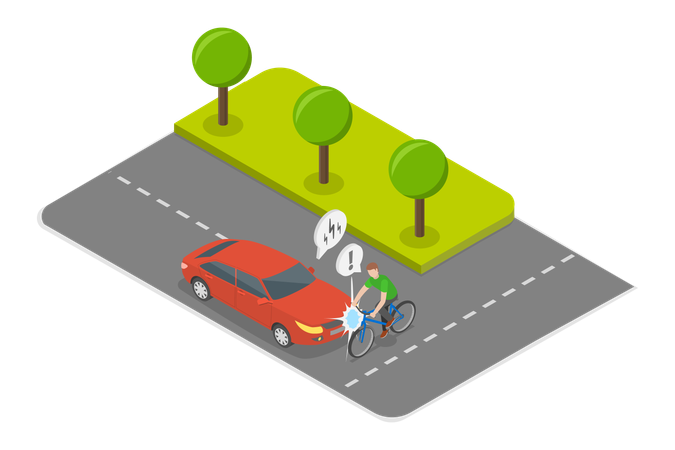 Man Collision with  Car  Illustration