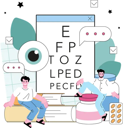 Man comes for eye checkup  Illustration