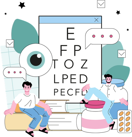 Man comes for eye checkup  Illustration