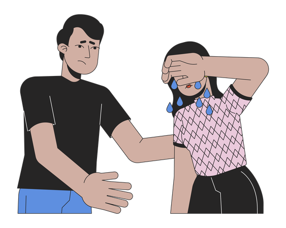 Man Comforting crying woman  Illustration